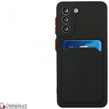 Guminis dėklas su kišenėle - juodas (Samsung S23) Guminis dėklas su kišenėle - juodas (Samsung S23)